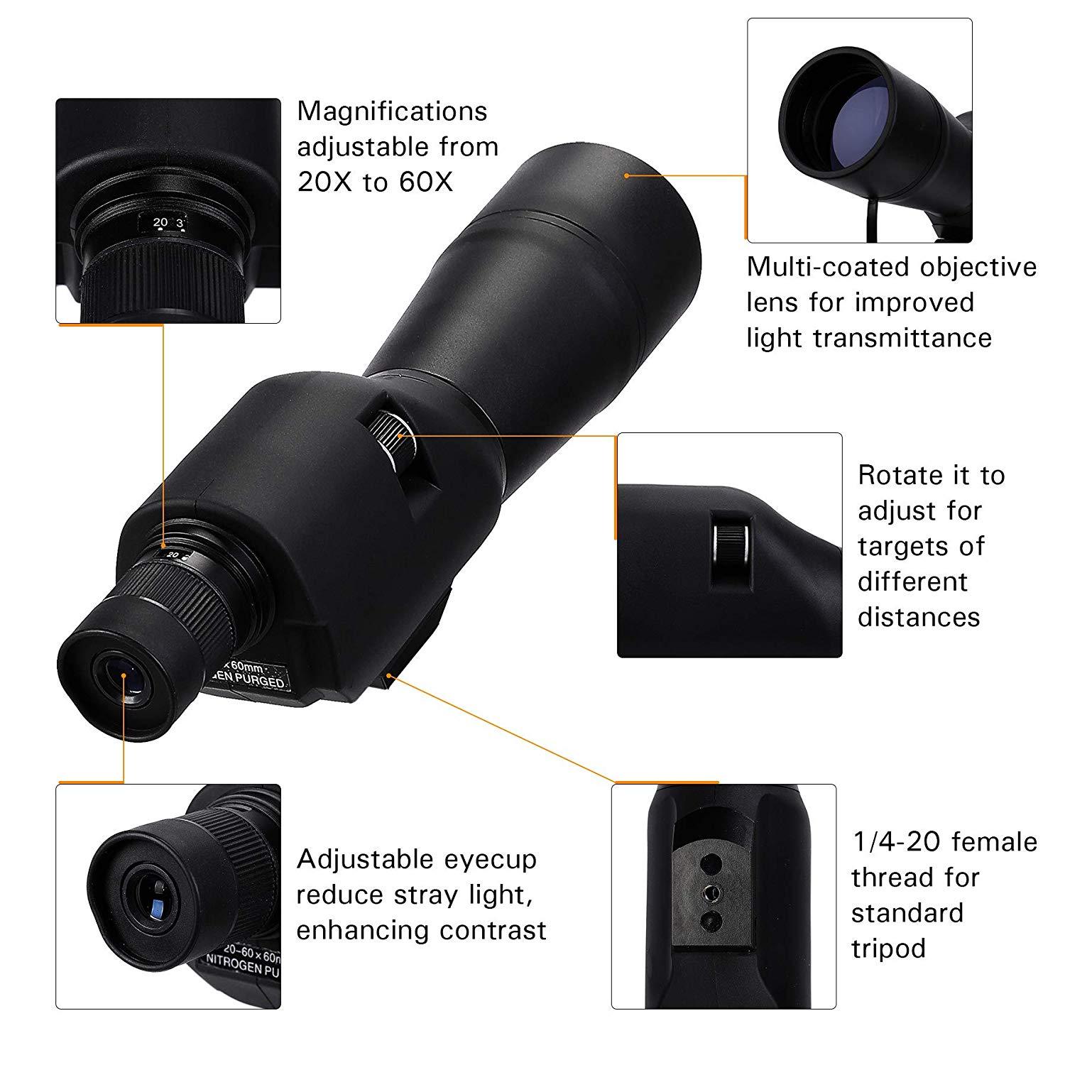 Waterproof Straight Spotting Scope with Tripod