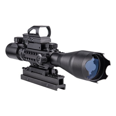 Rifle Scope Combo, 4-16*50mm Rangefinder Scope, Green Laser, Red & Green Dot Sight, 14 Slot Riser