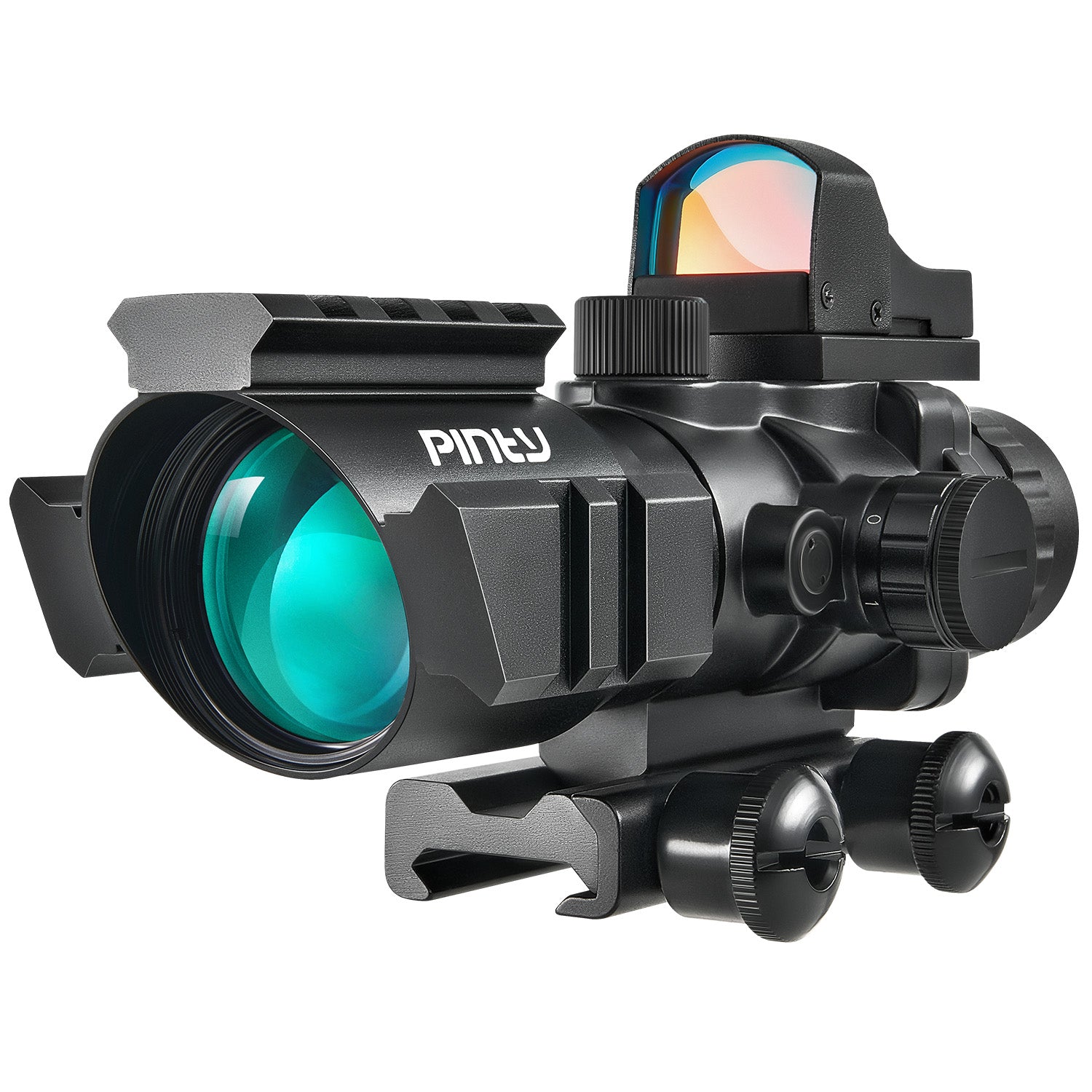 Pinty Scopes 4x32 Tactical Rifle Scope with 3MOA Red Dot Sight 