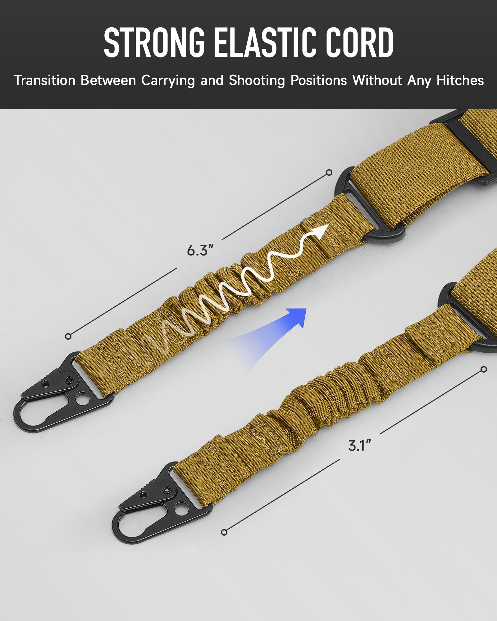 Two Point Rifle Sling, 62" Rifle Carry Strap with Adjustable Length