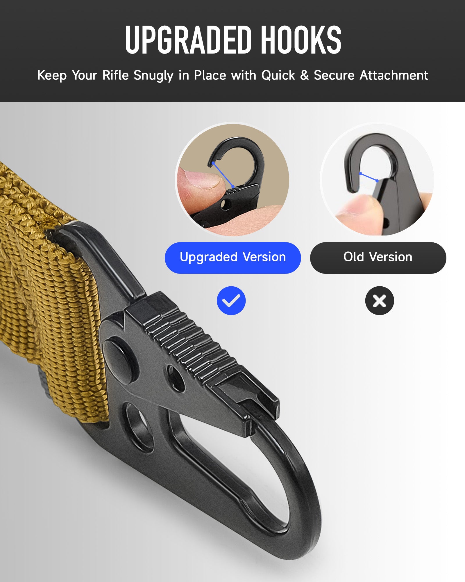 Two Point Rifle Sling, 62" Rifle Carry Strap with Adjustable Length