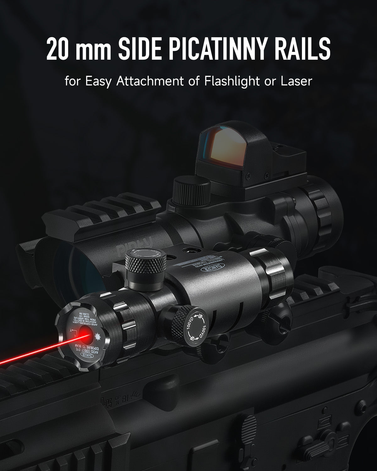 Pinty Scopes 4x32 Tactical Rifle Scope with 3MOA Red Dot Sight