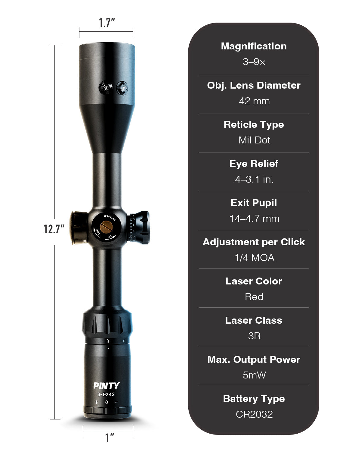 【BUY 1 GET 1 FREE RED DOT GIFT】3-9x42 Mil Dot Tactical Hunting Rifle Scope with Laser