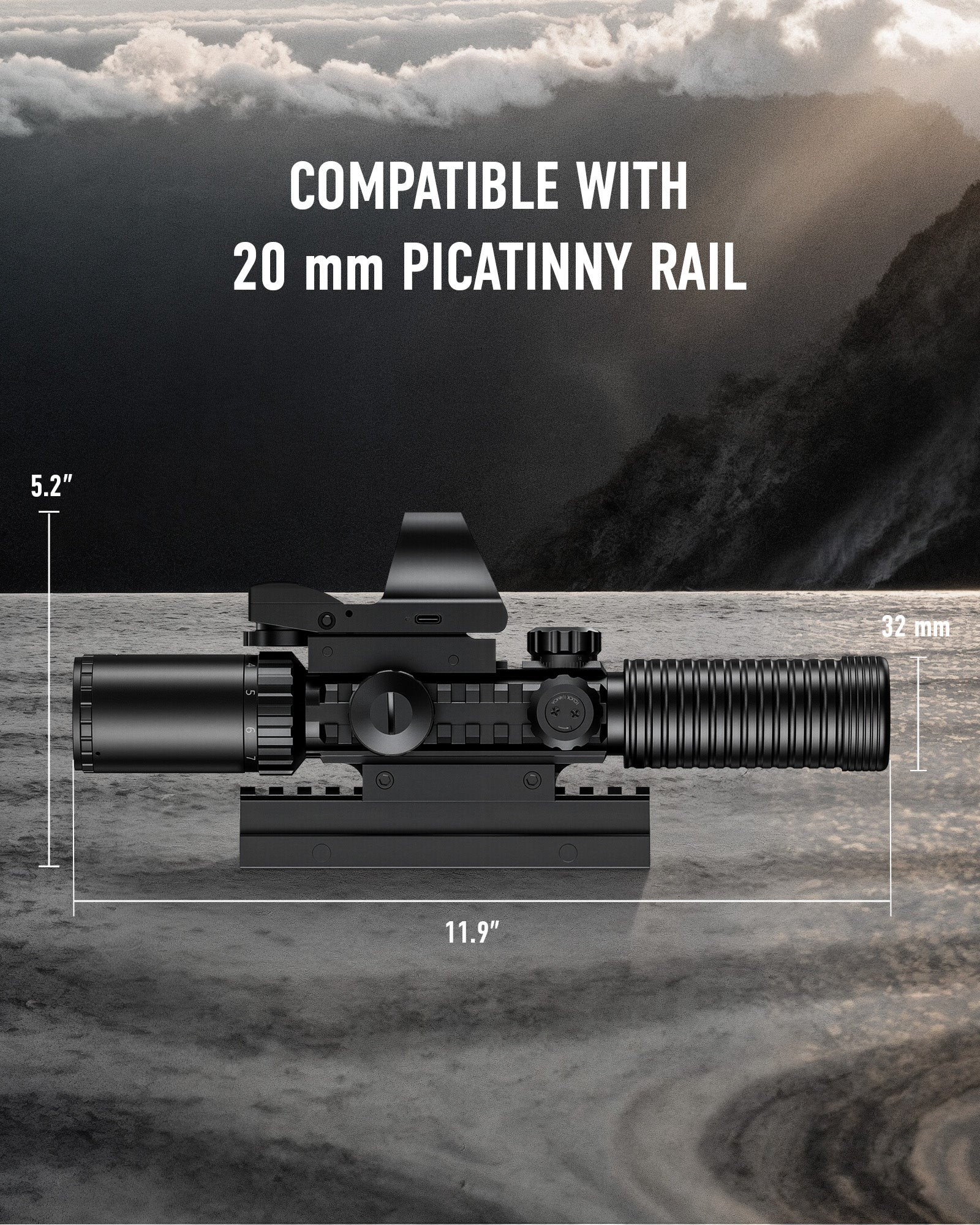 PINTY Nova 4-in-1 3-9x32 Rifle Scope Combo