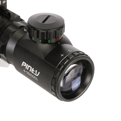 Pinty Rifle Scope Combo, 4-16*50mm Rangefinder Scope, Green Laser, Red Dot Sight, Boresighter