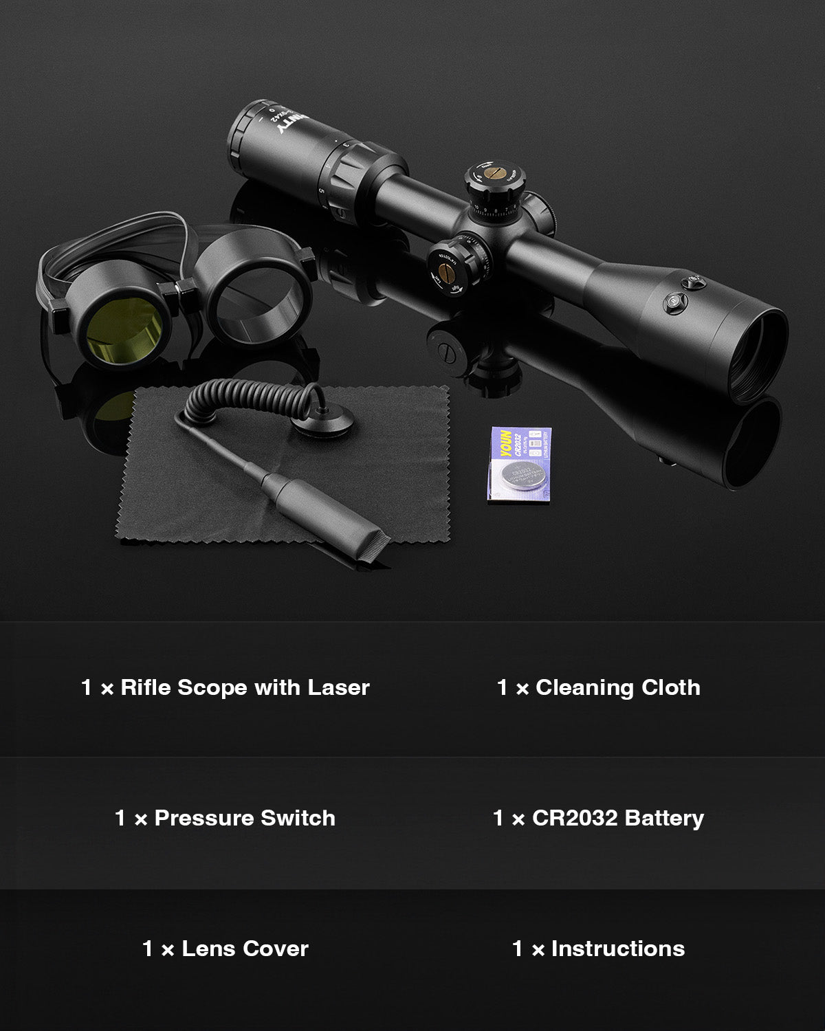 【BUY 1 GET 1 FREE RED DOT GIFT】3-9x42 Mil Dot Tactical Hunting Rifle Scope with Laser