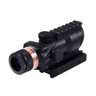 4x32 Tactical Rifle Scope with True Fiber Optic Red Illuminated Crosshair & Picatinny Rail on Top