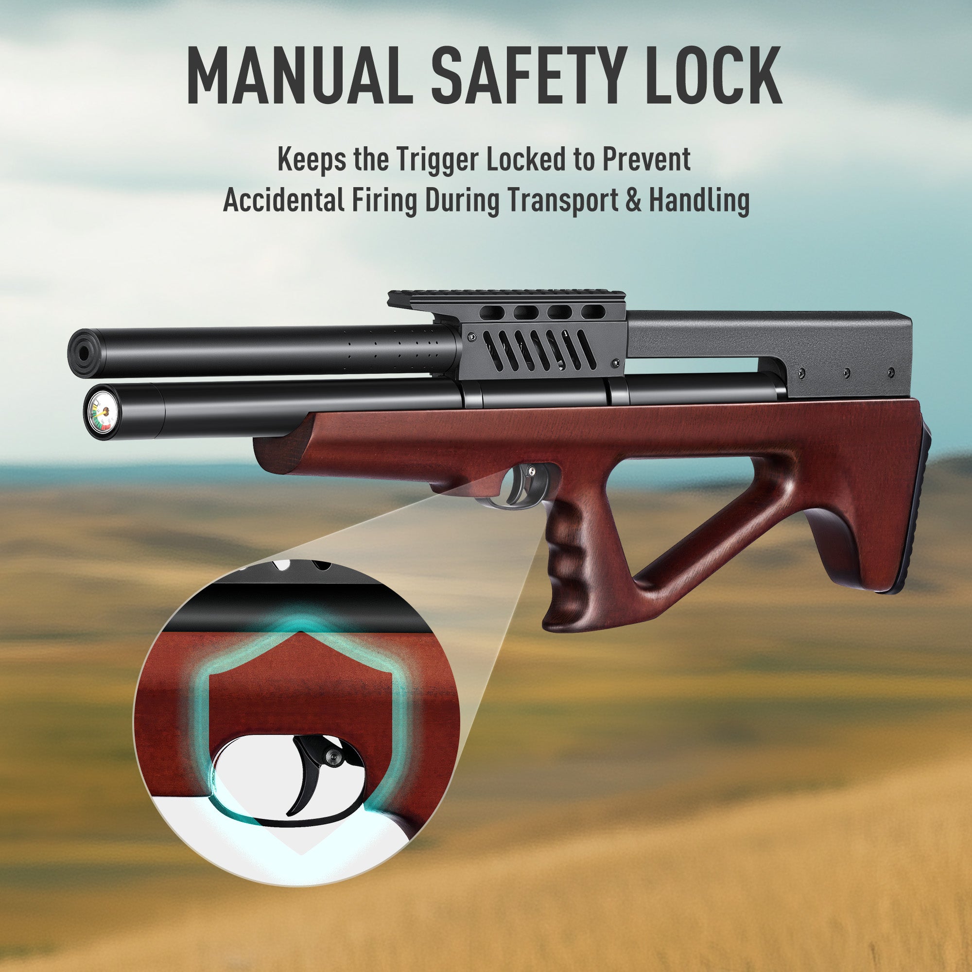 9 Pellet .22Cal Bullpup PCP Air Gun High Power for Small Game Hunting Shooting