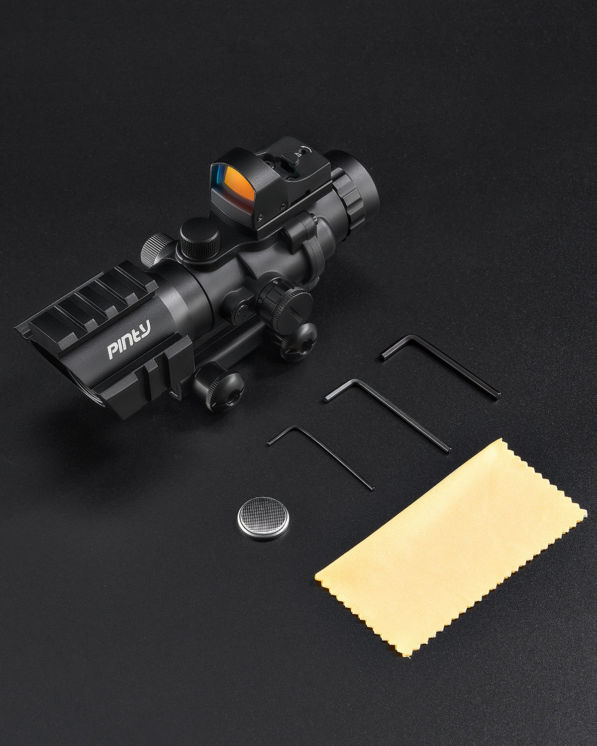Pinty Scopes 4x32 Tactical Rifle Scope with 3MOA Red Dot Sight