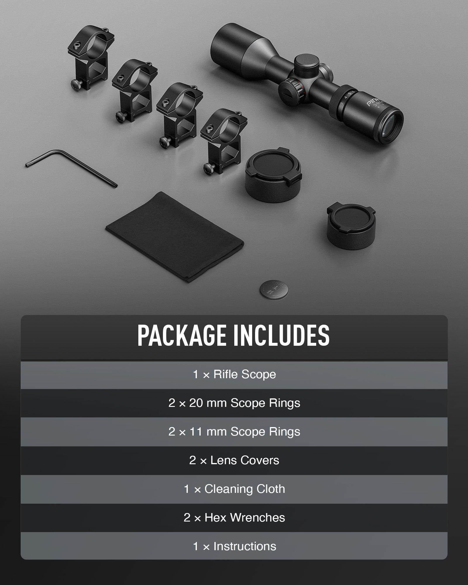 3-9x40 Rifle Scope Mil-Dot Reticle Compact Tactical Hunting Scope