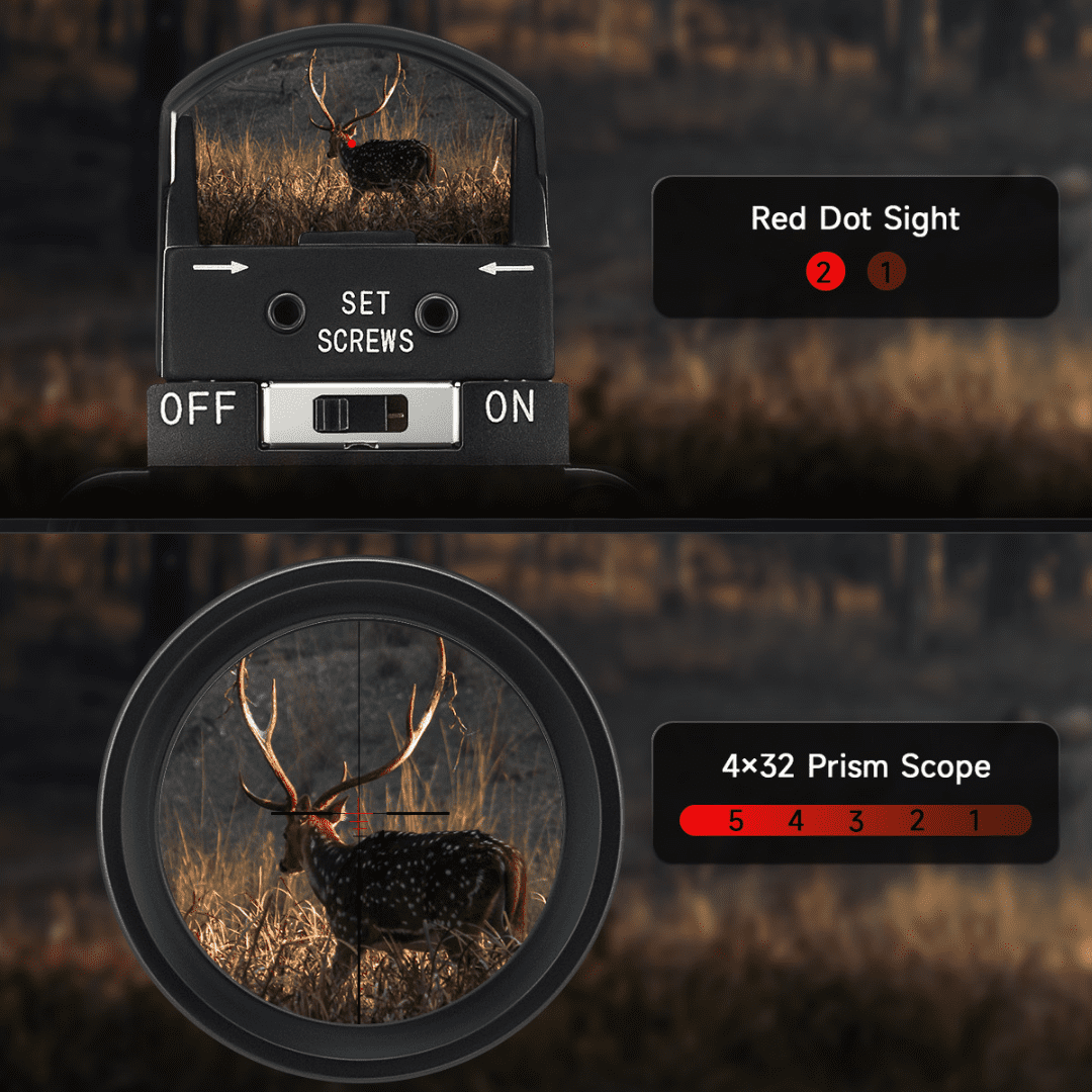 Pinty Scopes 4x32 Tactical Rifle Scope with 3MOA Red Dot Sight