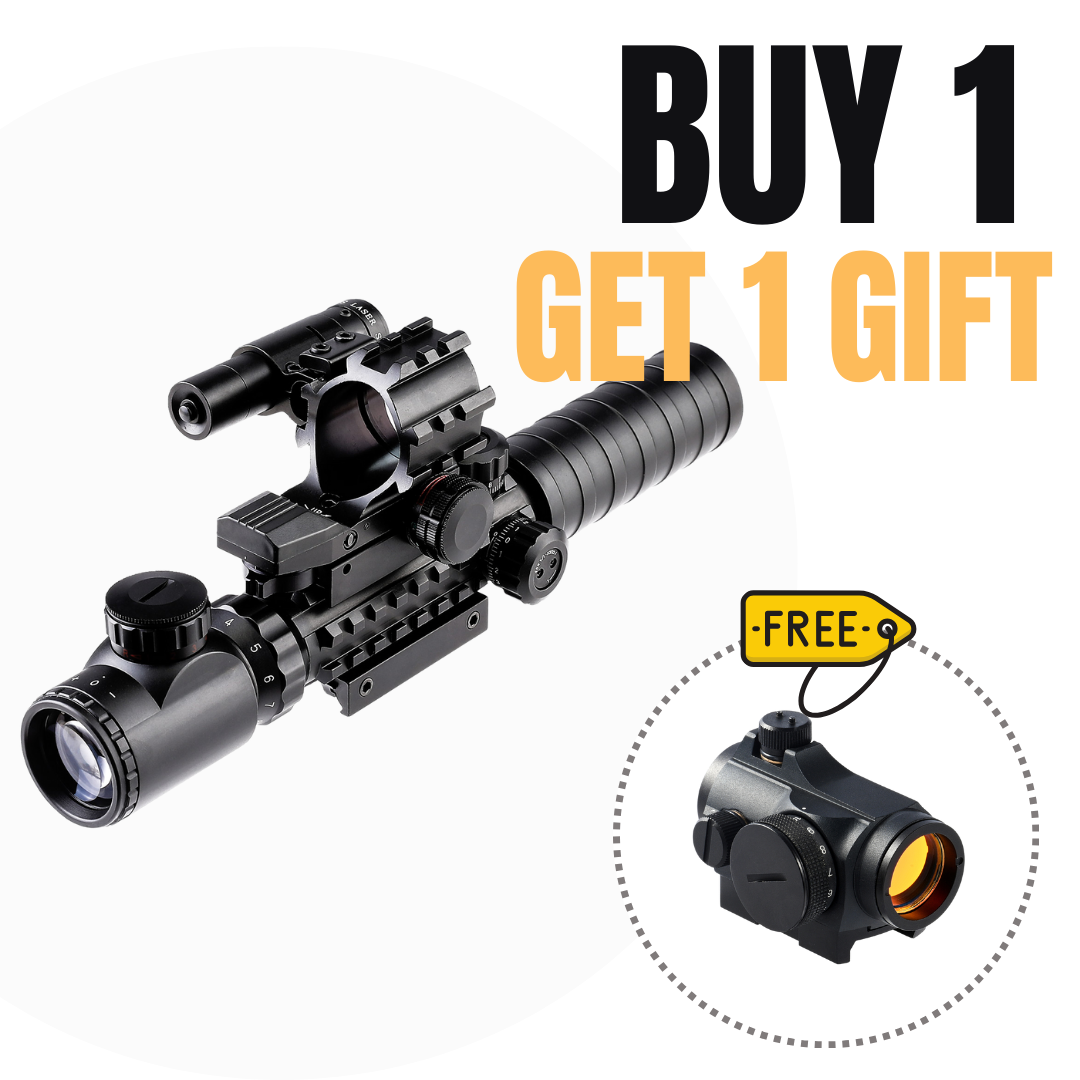 【Buy 1 Get 1 Free Red Dot】3-in-1 Rifle Scope Combo, 3-9*32 Rangefinder Scope, Green Laser, Red&Green Dot Sight, 14 Slots Riser