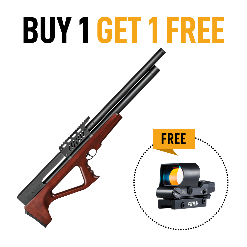 【BUY 1 GET 1 FREE SCOPE】9 Pellet .22/.25 Cal PCP Air Rifle & 1x40 Reflex Sight,8 Brightness, Levels 4 Reticle