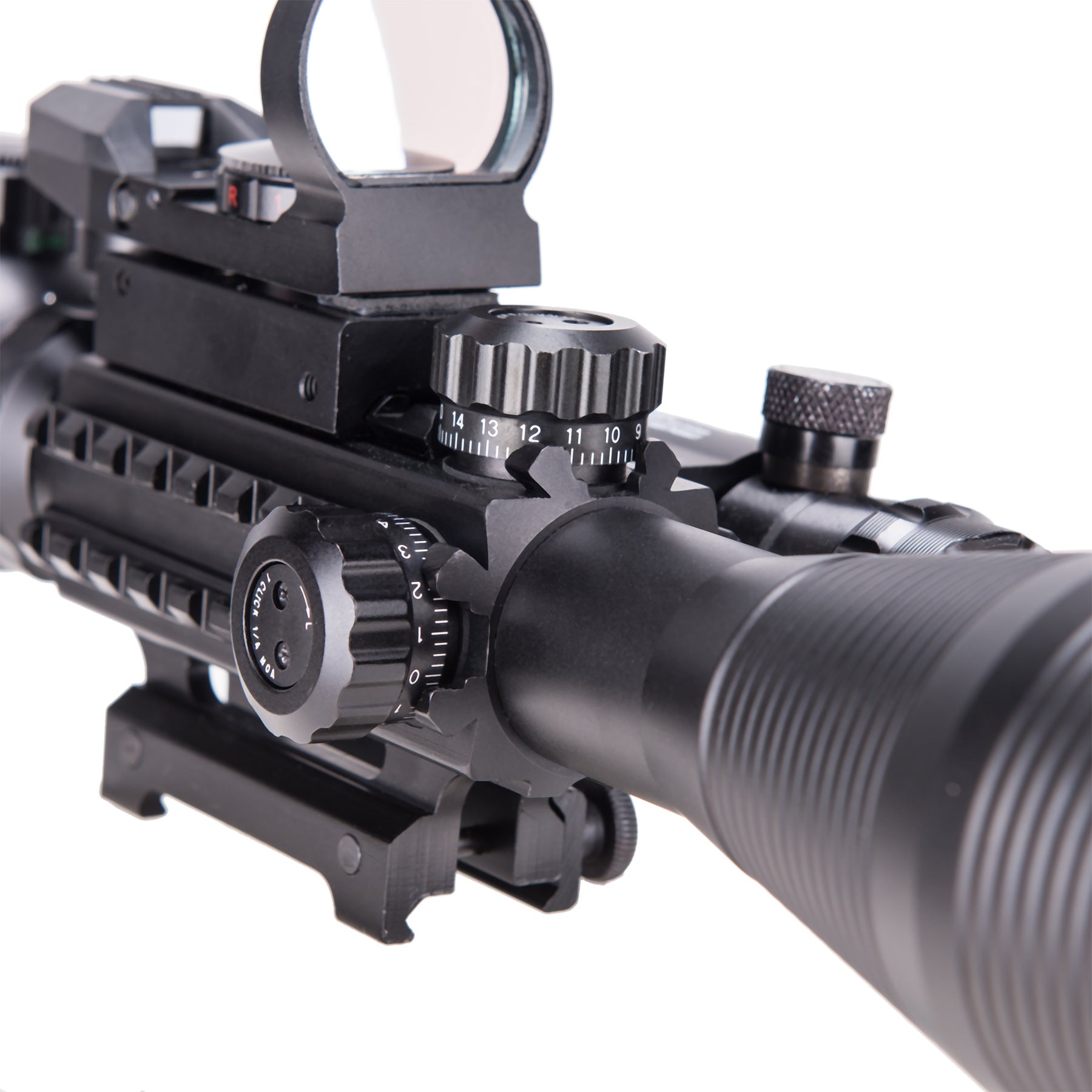 Pinty 3 in 1 Rifle Scope 4-12x50mm EG Rangefinder/Red&Green Reflex Sight/Green Dot Laser Sight-Comprehensive Low Light Vision