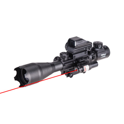 Rifle Scope Combo, 4-16x50EG Illuminated Rangefinder Rifle Scope, Red Laser