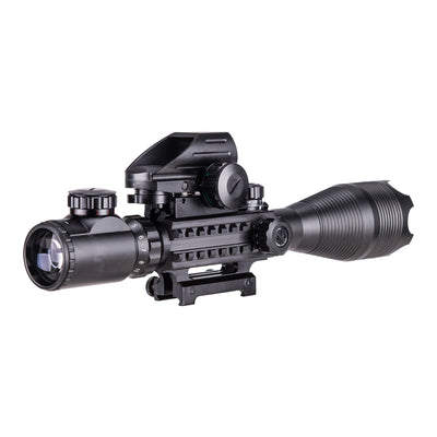 Rifle Scope Combo, 4-16x50EG Illuminated Rangefinder Rifle Scope, Red Laser