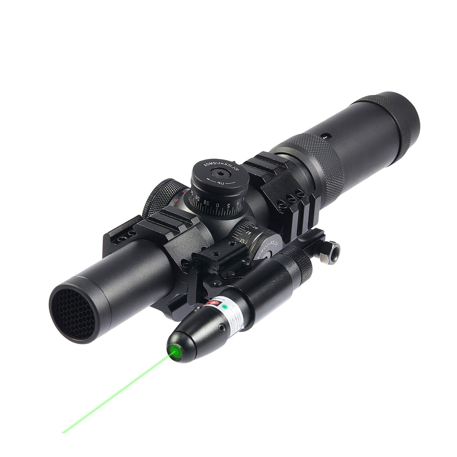 1-5x24 SFP Rifle Scope Combo with Green Laser Sight for Long Guns & Handguns, Spotting Scope for Airsoft Rifle Scope