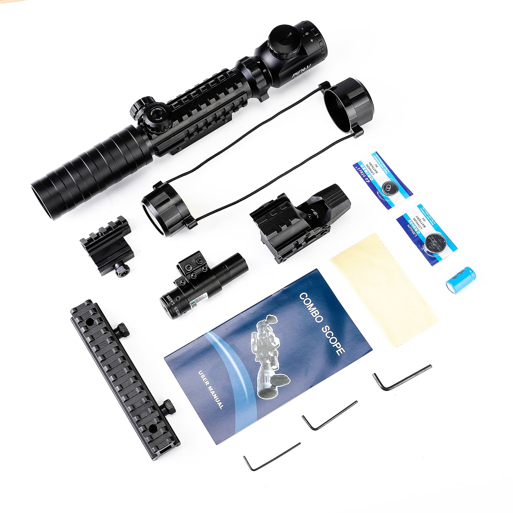 【Buy 1 Get 1 Free Red Dot】3-in-1 Rifle Scope Combo, 3-9*32 Rangefinder Scope, Green Laser, Red&Green Dot Sight, 14 Slots Riser