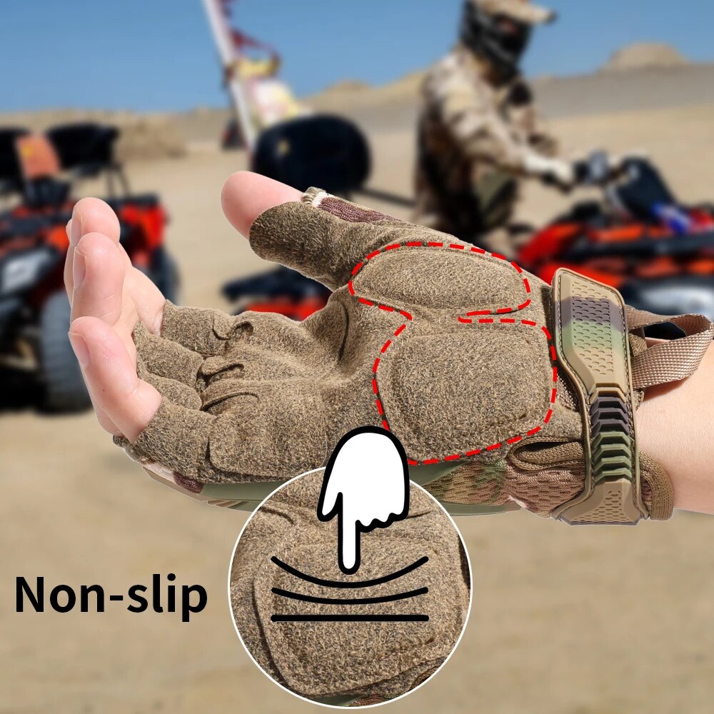 Tactical Half Finger Gloves For Airsoft Combat Paintball Shooting Hunting Driving Non-slip