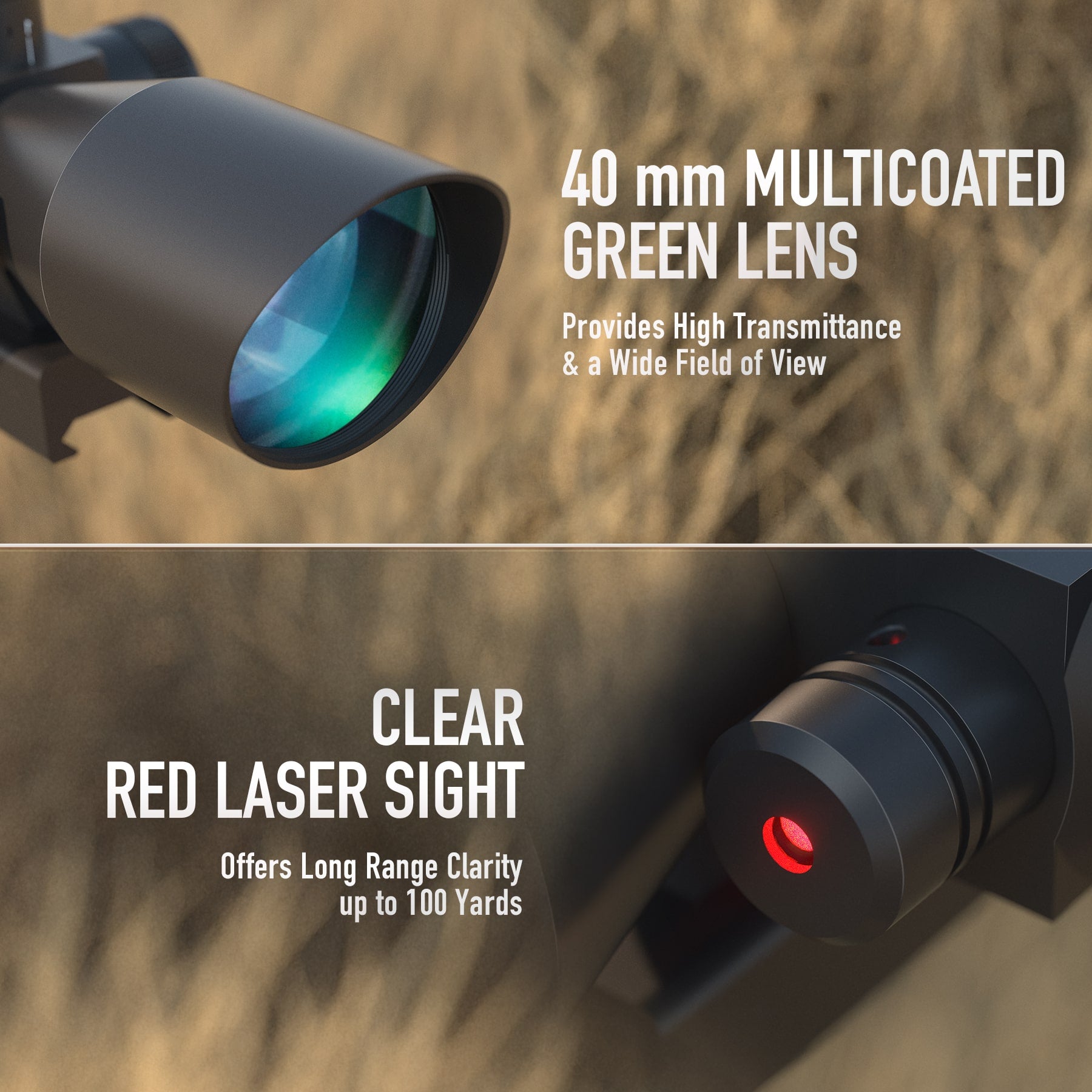       2.5-10x40EG-Riflescope-Red-Green-Dual-Illuminated-MilDot-Red-Laser-Sight-wMount