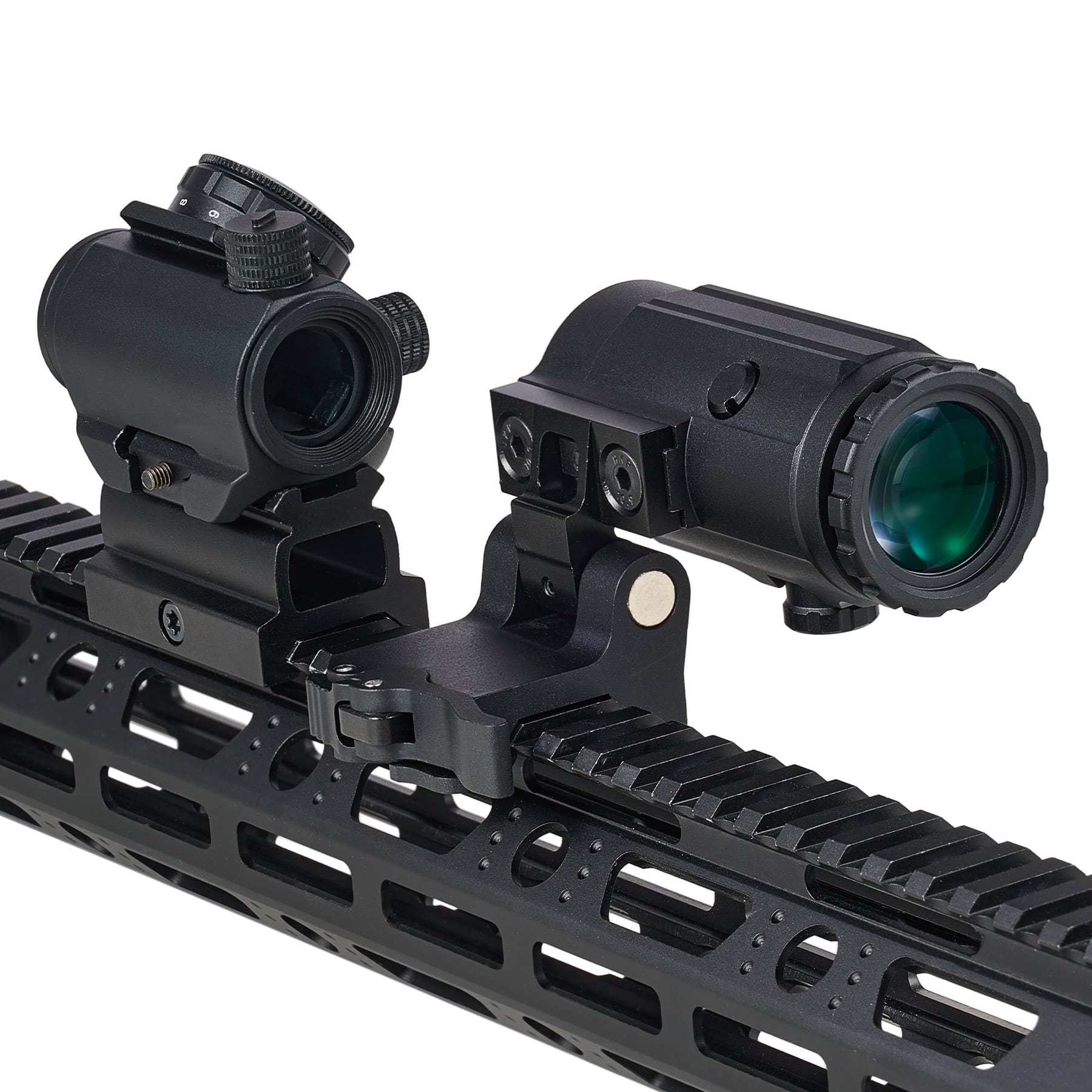 3 X 22mm Magnifier Red Dot Reflex Sight Flip to Side Mount Qd Quick Detach Detachable Weaver 20mm Picatinny Pic Rail Monocular Gun Scope Rifle Ar 15 Accessories Airsoft