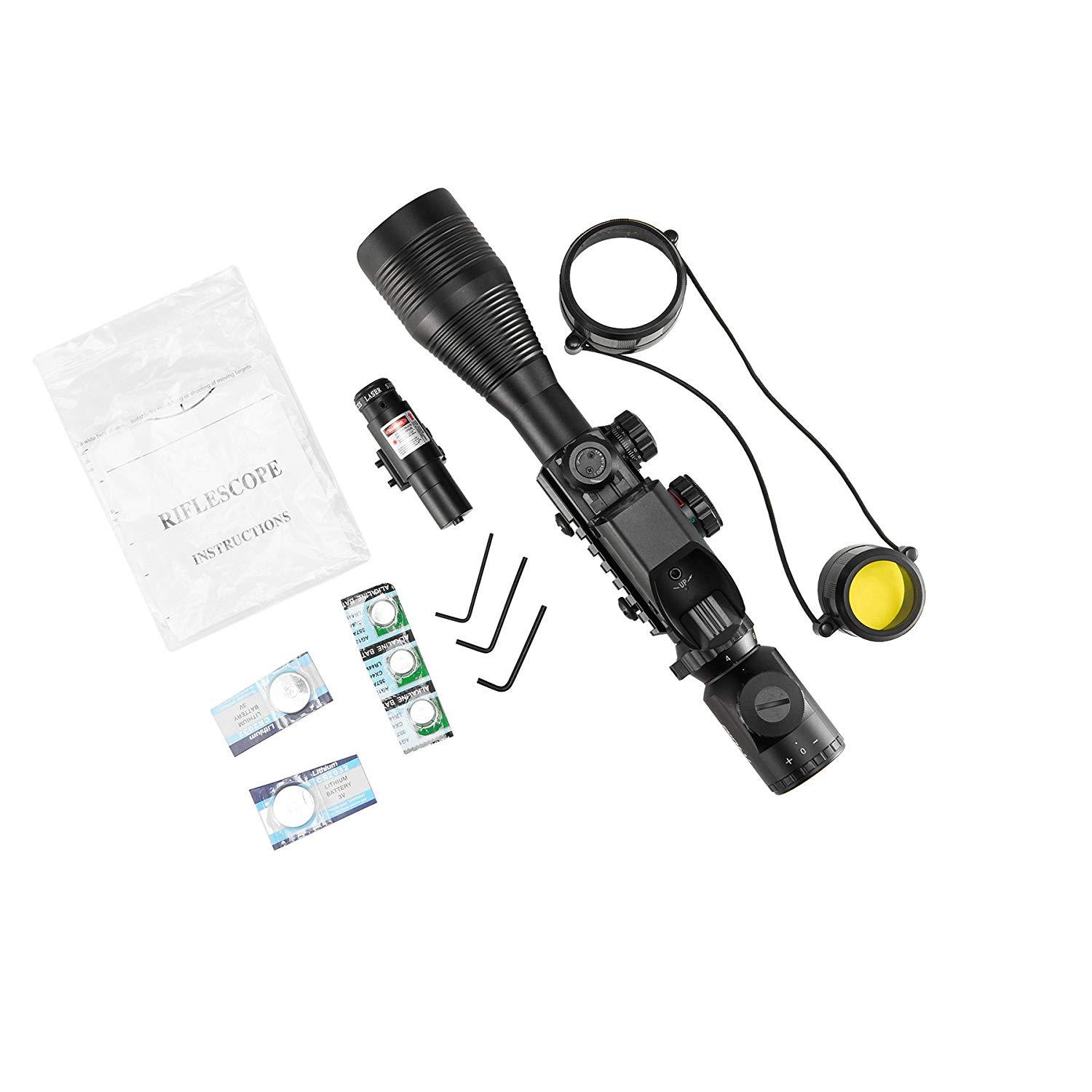 Pinty 3-in-1 Rifle Scope 4-12x50mmEG Rangefinder/Tactical Reticle Scope/Laser Sight & Red Dot Sight-barska scope