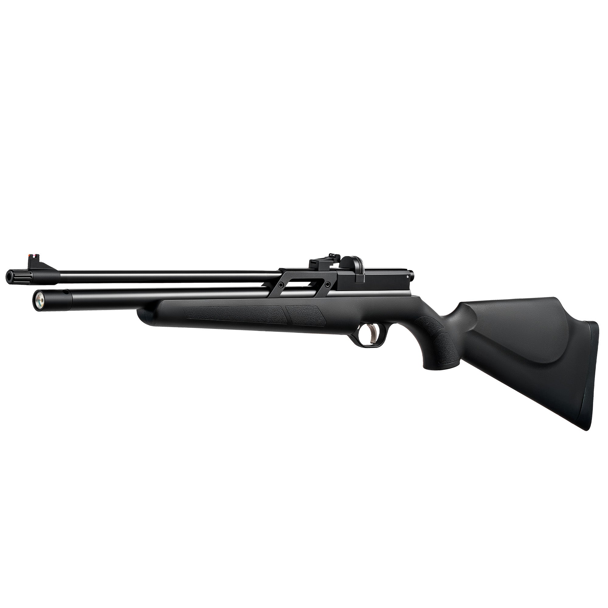 Black air rifle on a white background