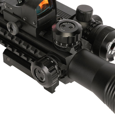 Pinty Rifle Scope Combo, 4-16*50mm Rangefinder Scope, Green Laser, Red Dot Sight, Boresighter