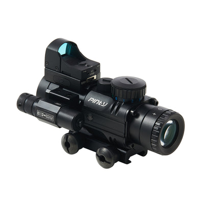4x32 Rifle Scope with 3MOA Red Dot Sight and Green Laser