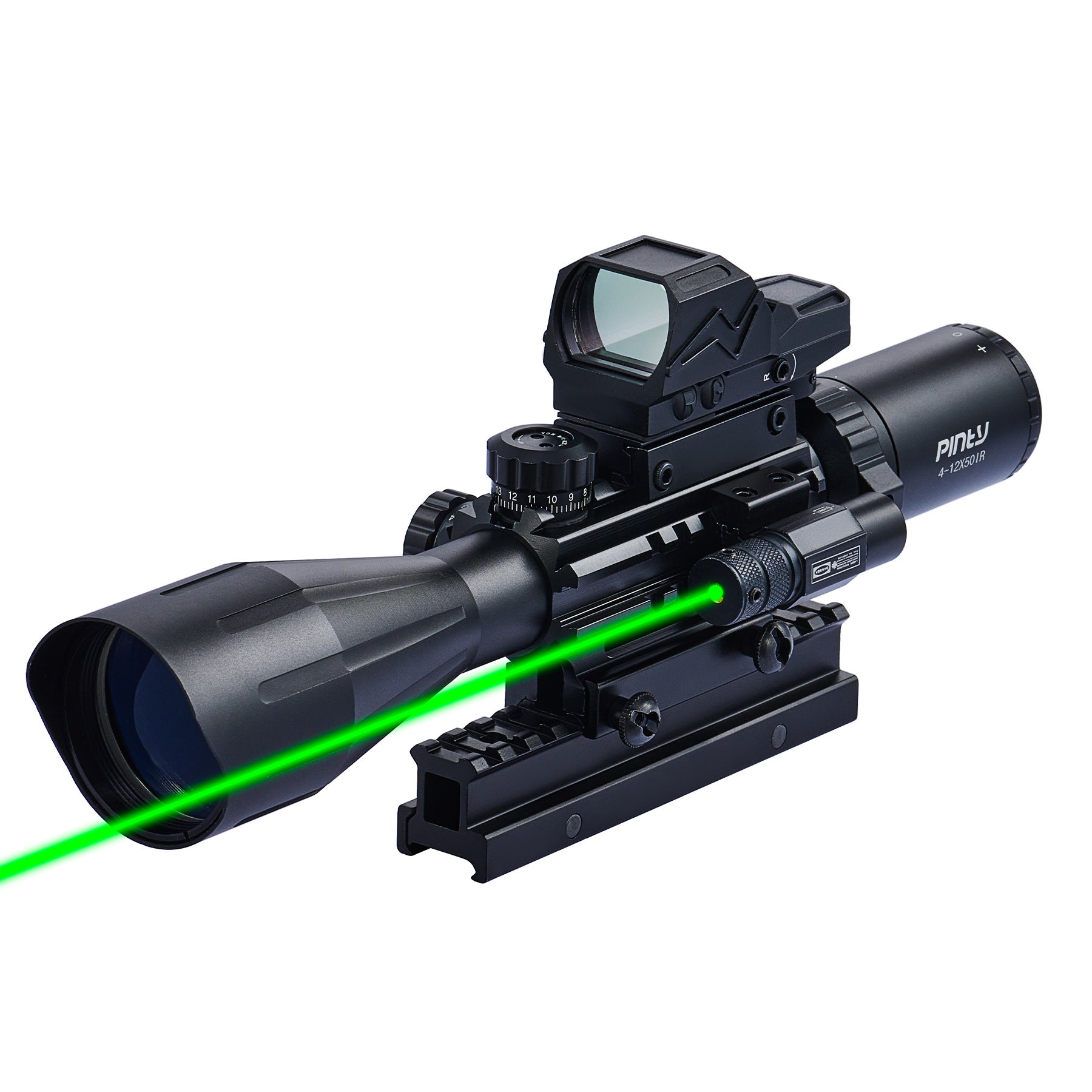 4-12x50 Rifle Scope with 4MOA Red Dot Sight & Green Laser