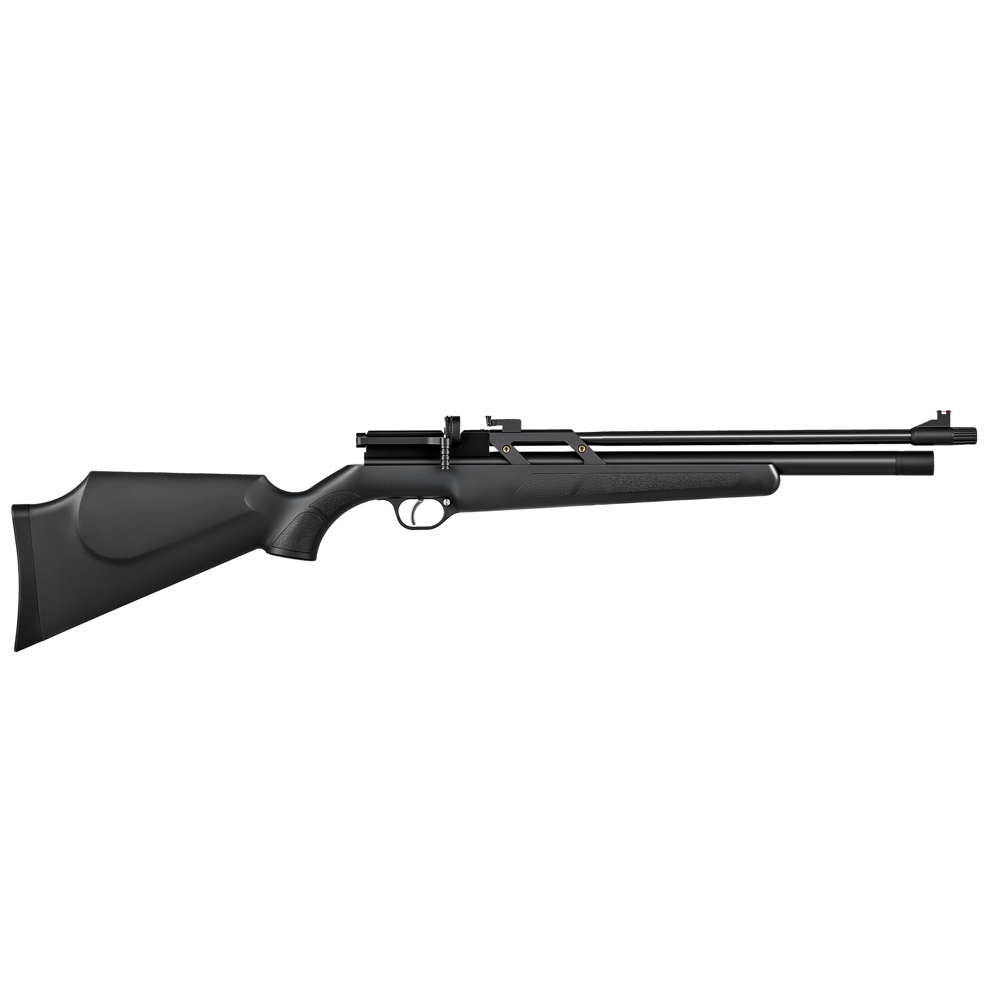 Black air rifle on a white background