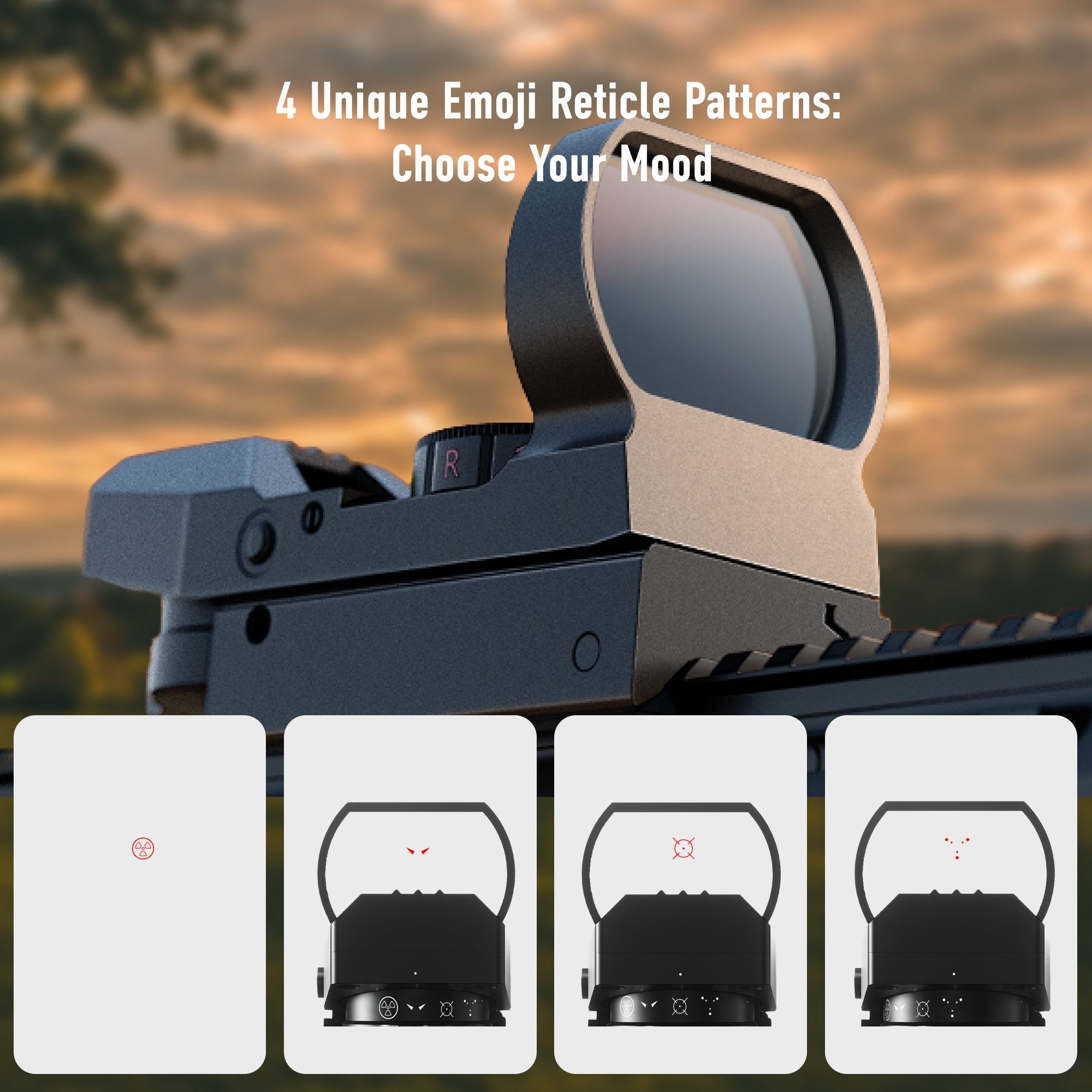 Pinty 4-in-1 Tactical Reticle Red/Green/Blue Dot Sight, 1X24X34 Reflex Sight with 21mm Rail