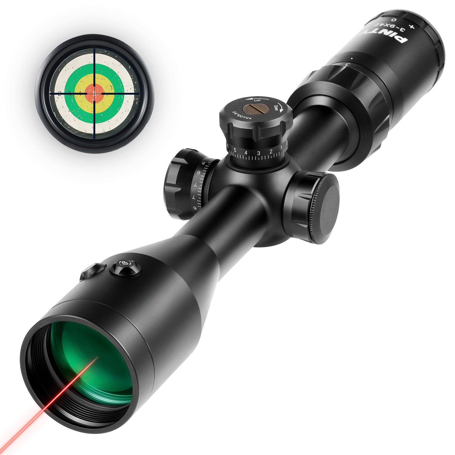 【BUY 1 GET 1 FREE RED DOT GIFT】3-9x42 Mil Dot Tactical Hunting Rifle Scope with Laser