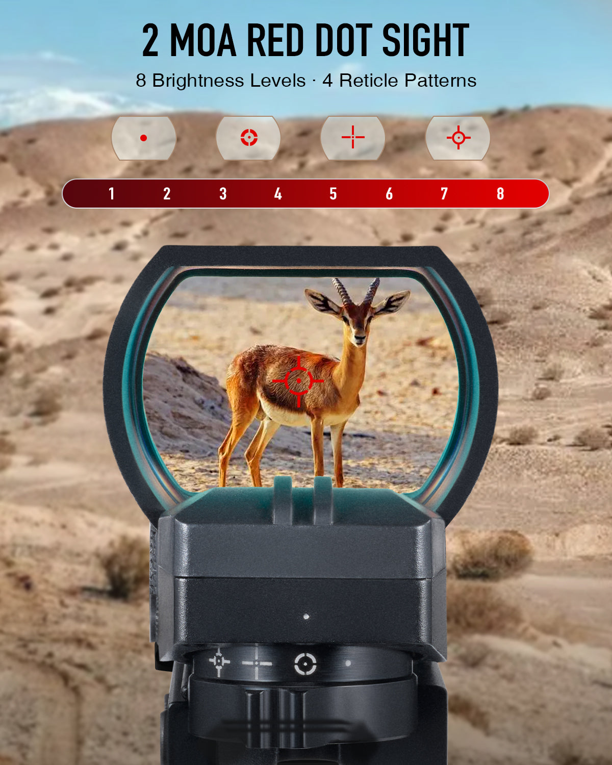 Red Dot Magnifier with Flip to Side Mount, 1.5-5x21 Reflex Sight