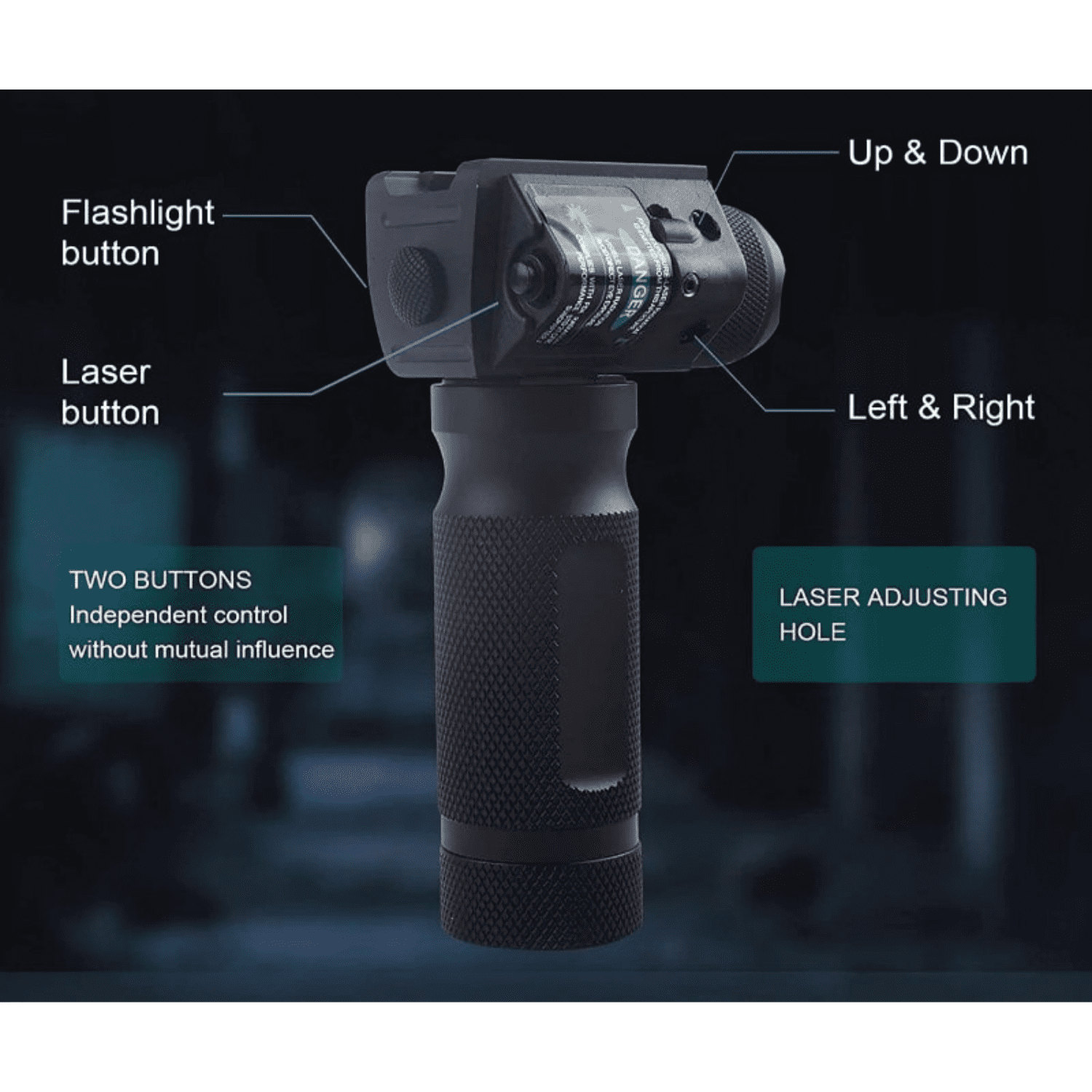 3-In-1 Tactical Foregrip with Flash Light & Green Laser