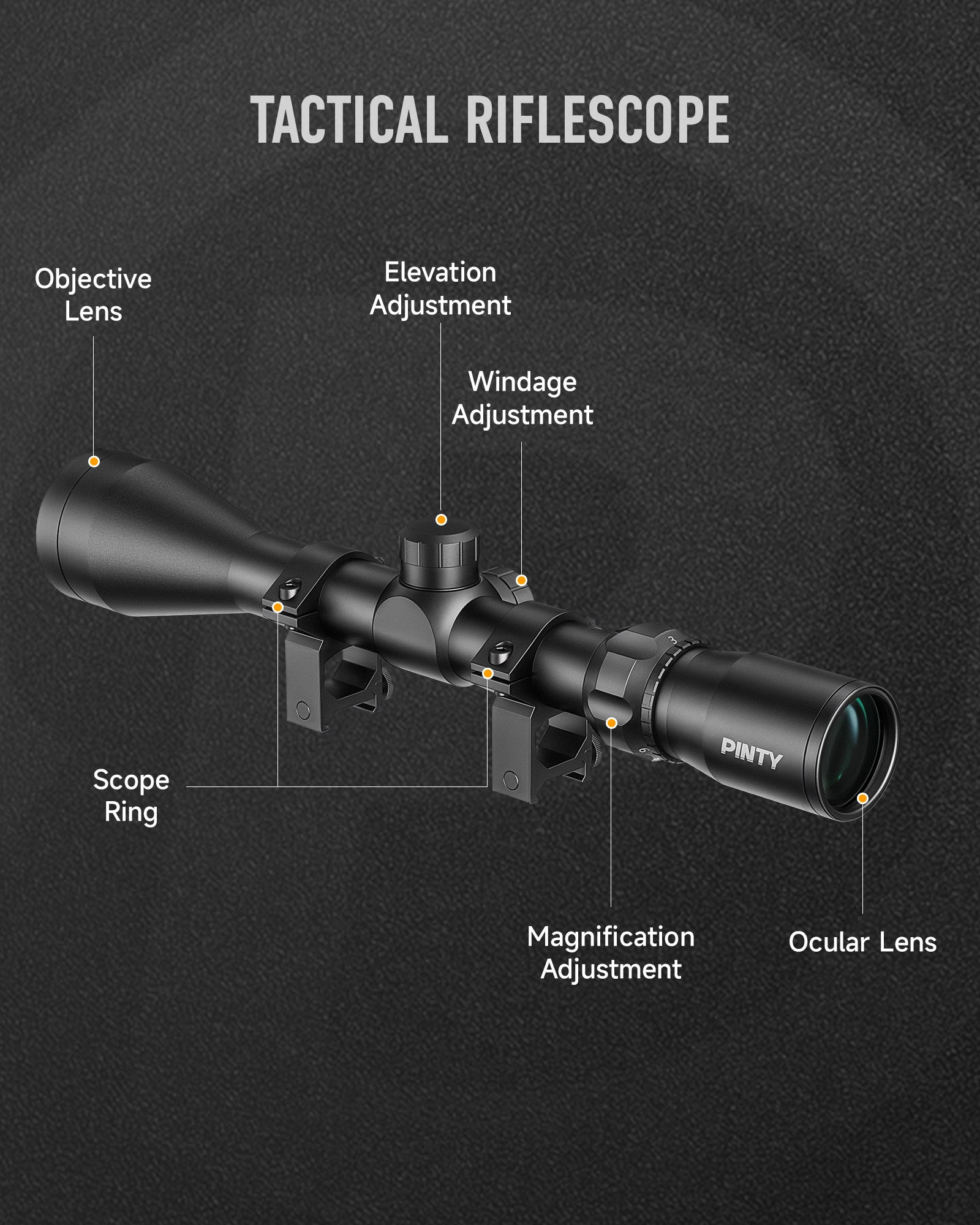 3-9x40 Rifle Scope, Tactical Hunting Scope with Multicoated Blue Lens
