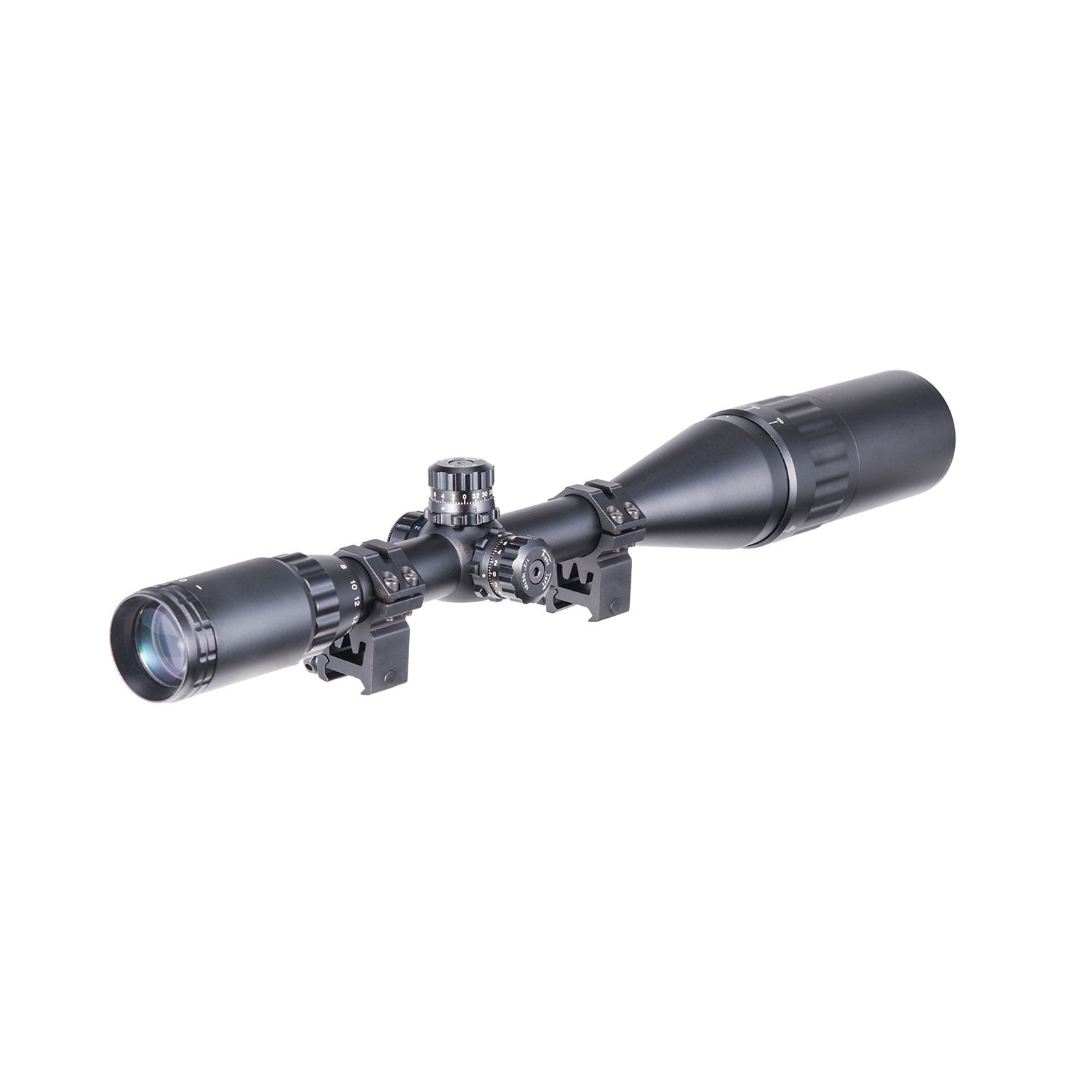 【BUY 1 GET 1 FREE BORESIGHT GIFT】6-24x50 AO Illuminated Mil-dot Rifle Scope with Sunshade Tube, Flip-up Cap and Ring Mount High-profile Picatinny Rings