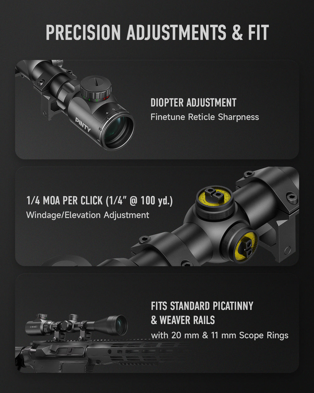 3-9x40 Rifle Scope, Tactical Hunting Scope with Multicoated Lens ...