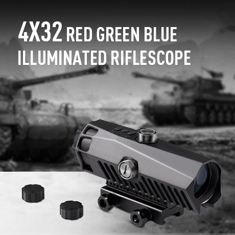 【BUY 1 GET 2 FREE】 4x32 Red Green Blue Illuminated Riflescope Hunting Gear,11 Illumination Multicoated Lenses for 20mm Picatinny