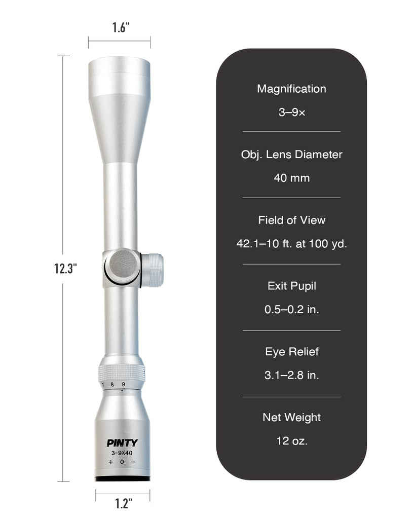 39X40 Red Green Rangefinder Illuminated Optical Rifle Scope, Silver