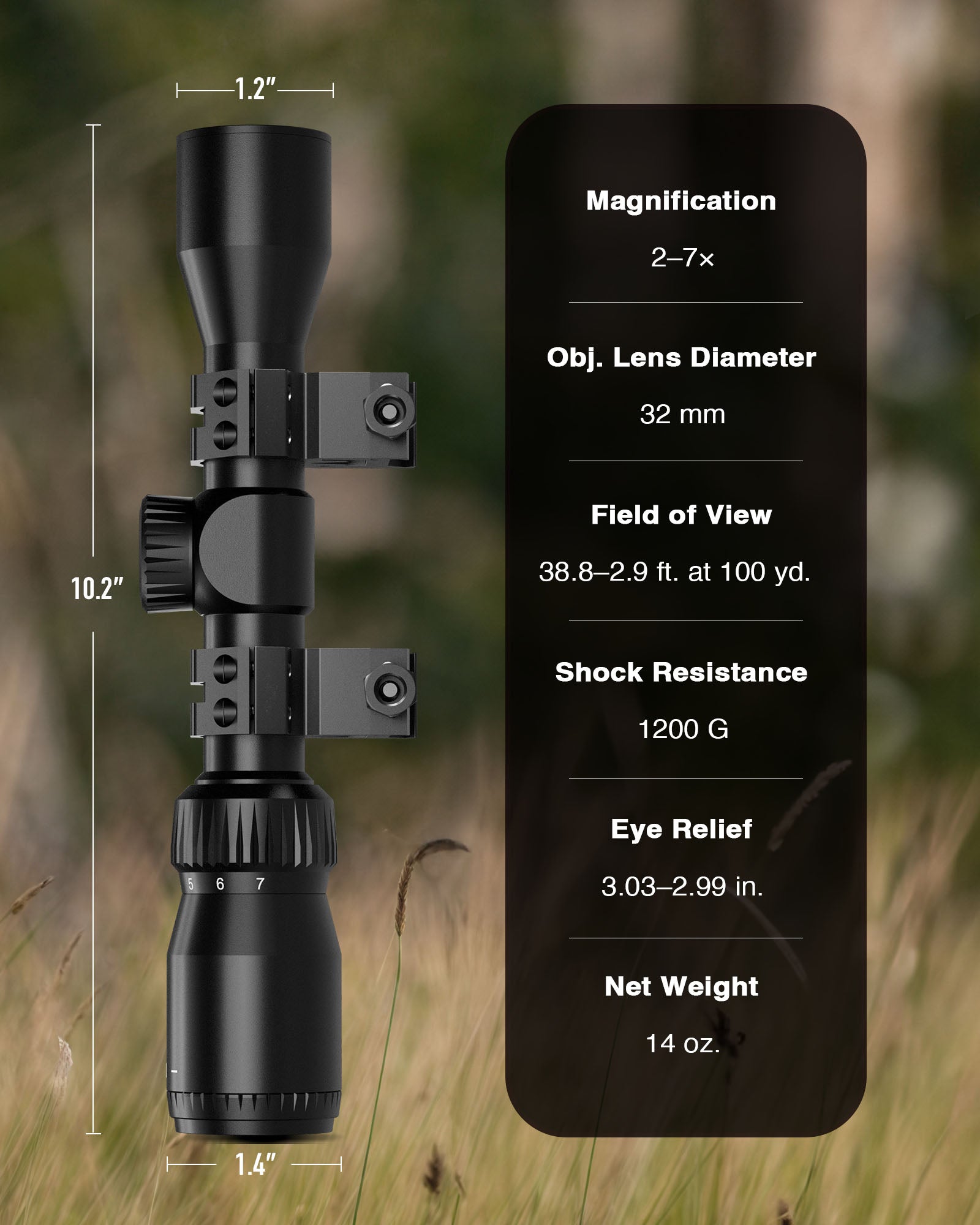 2-7x32 Sights for Scope with Mount Rings 