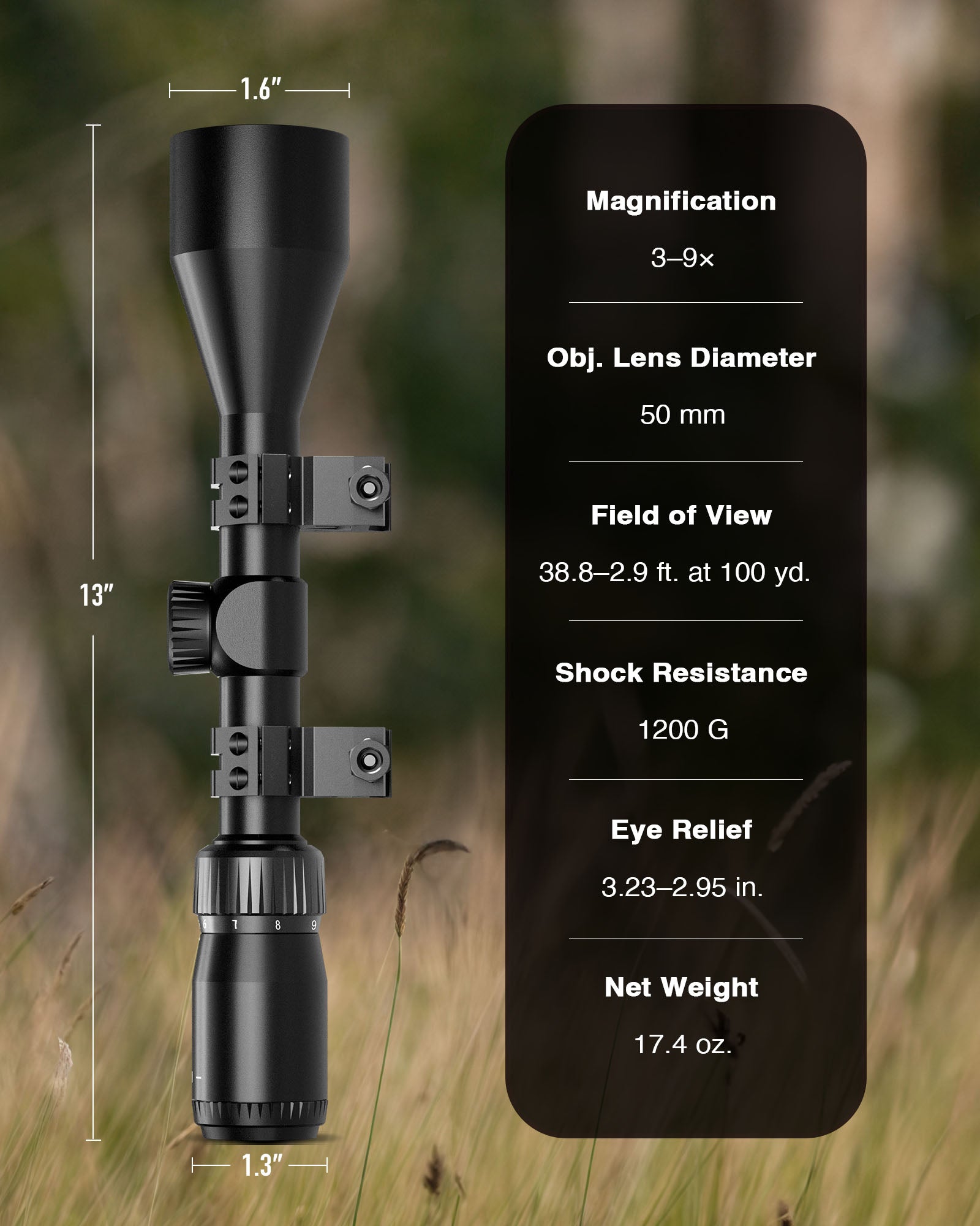 Pinty 3-9x50 Rifle Scope