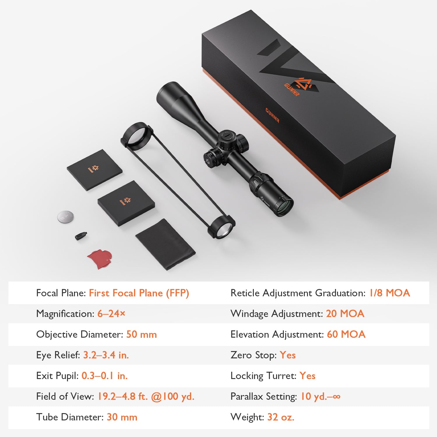 Gunnr Heimdall HD 6-24x50 FFP Rifle Scope