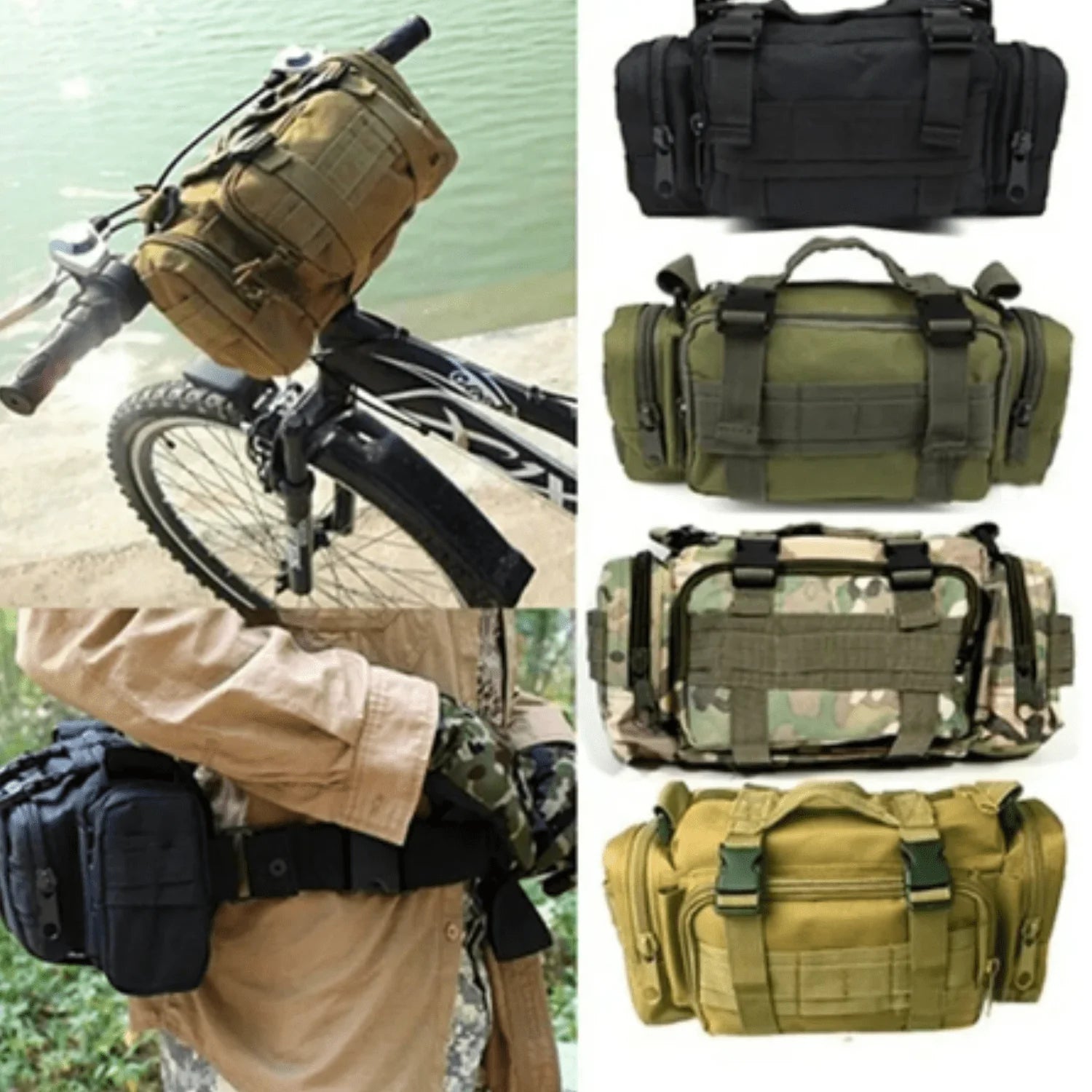 Molle Tactical Waist Pack, Fishing Camping Hiking Pouch Chest Bag