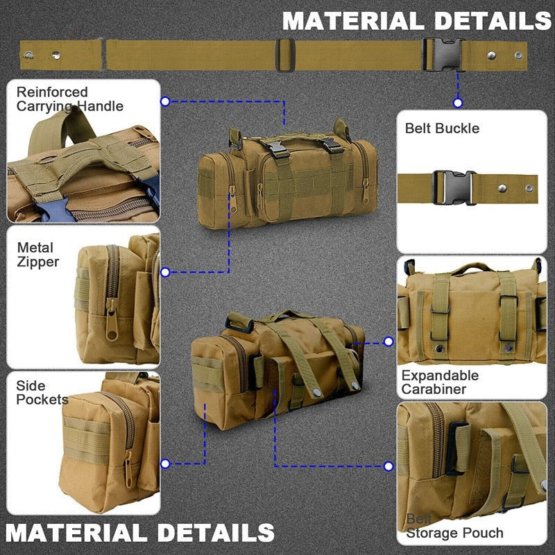 Molle Tactical Waist Pack, Fishing Camping Hiking Pouch Chest Bag