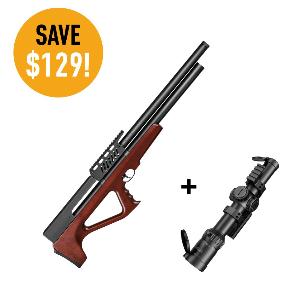 Pinty Striker - 9 Pellet .22/.25 Cal PCP Air Rifle  PINTY 1-6x24 FFP LPVO Rifle Scope Bundle: Save $129!