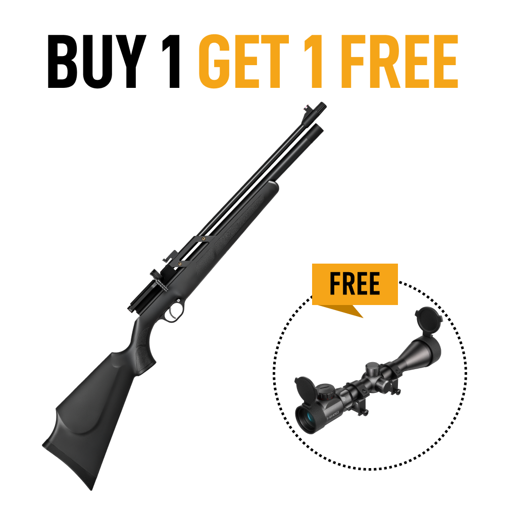【BUY 1 GET 1 FREE SCOPE】 9 Pellet .177/.22 Cal PCP Air Rifle & 3-9x40 Rifle Scope, Red Green Illuminated Reticle