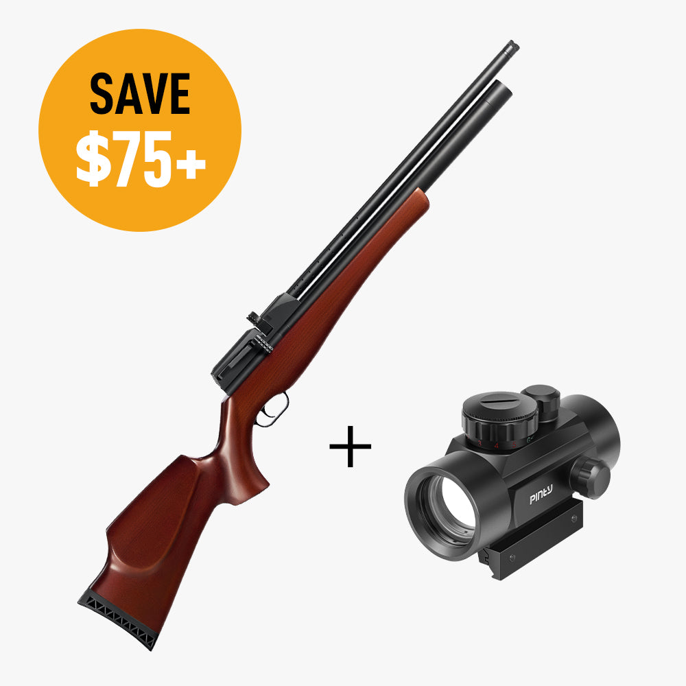 10 Pellet .22Cal PCP Pellet Gun Air Rifle & 1x40mm Reflex Sight Bundle: Save $75!