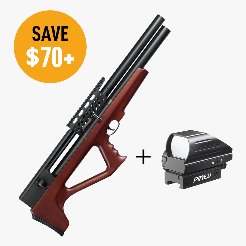 9 Pellet .22Cal Bullpup PCP Air Gun & Red & Green Reflex Dot Sight Bundle: Save $77!