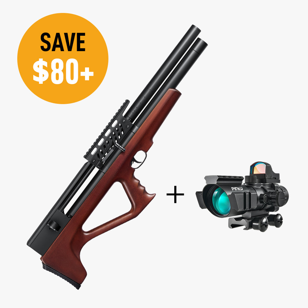 9 Pellet .22Cal Bullpup PCP Air Gun & 4x32 Tactical Rifle Scope  Bundle: Save $82!